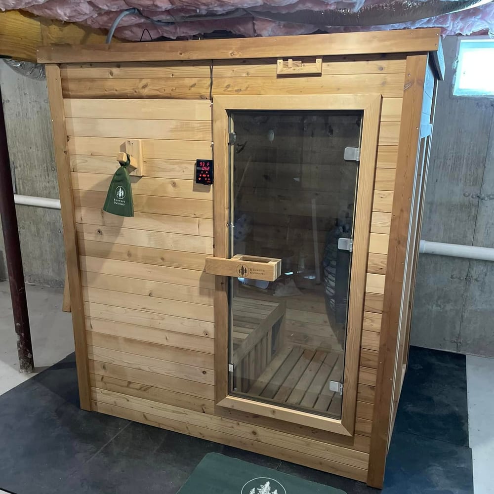 Custom cedar sauna built and wired by Giorgio Electric