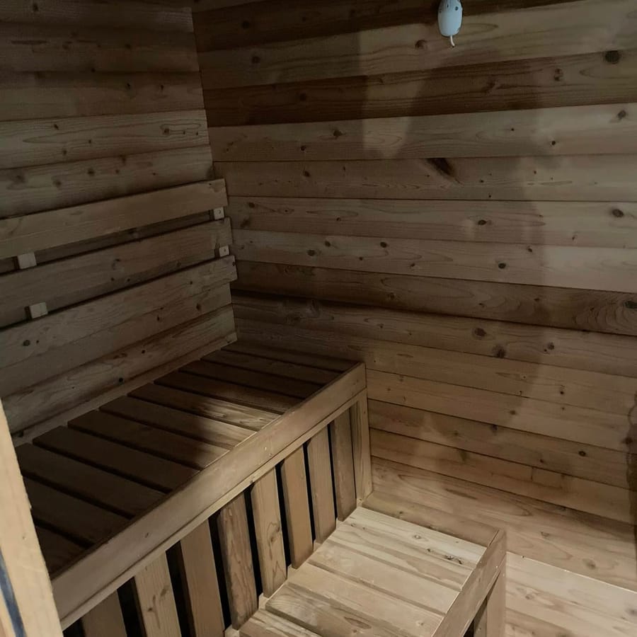 Cedar sauna interior built and wired by Giorgio Electric